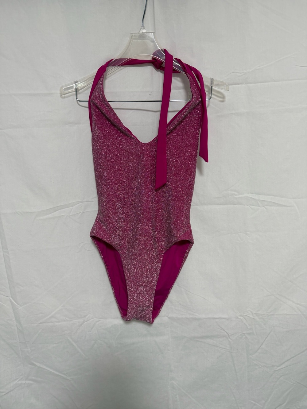 Trina Turk Metallic Magenta Halter One-Piece Swimsuit